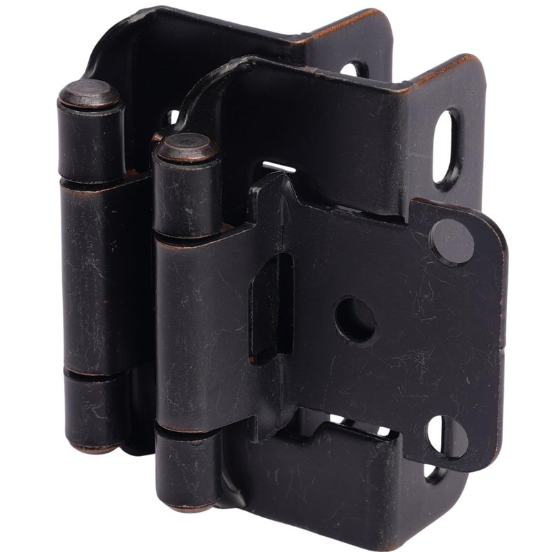 DecoBasics 50 Pack Oil Rubbed Bronze Cabinet Hinges for Cabinet Doors (25 Pairs) â€“ 1/2" Overlay Semi-Wrap Self-Closing Face Frame Hinges for Cupboard & Kitchen Doors w/Quiet Bumpers - Image 1